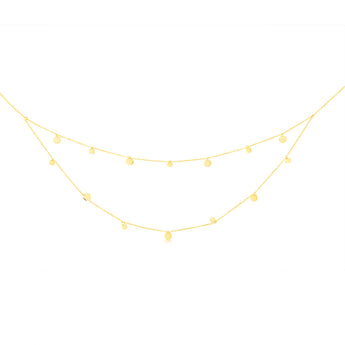 9ct Yellow Gold Round Disc Charms On Double 42cm Chain