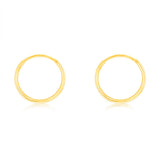 9ct Yellow Gold Plain 10mm Sleeper Earrings