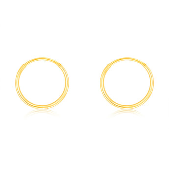 9ct Yellow Gold Plain 10mm Sleeper Earrings