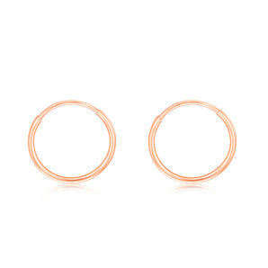 9ct Rose Gold Plain 10mm Sleeper Earrings