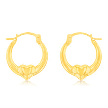 Load image into Gallery viewer, 9ct Yellow Gold Crystalique Heart Creole Earrings