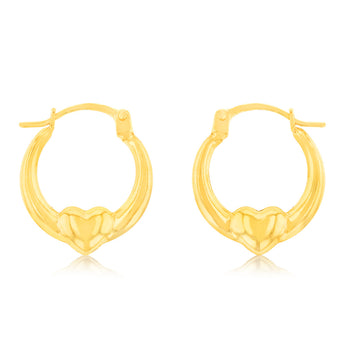 9ct Yellow Gold Crystalique Heart Creole Earrings