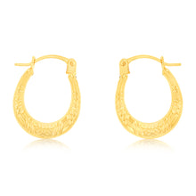 Load image into Gallery viewer, 9ct Yellow Gold Crystalique Mini Creole Diamond Cut Earrings