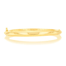 Load image into Gallery viewer, 9ct Yellow Gold Greek Key Hinged Bangle