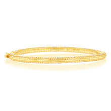 Load image into Gallery viewer, 9ct Yellow Gold Textured Round Hinged Bangle