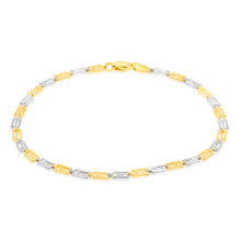 Load image into Gallery viewer, 9ct Yellow And White Gold Fancy Rectangle Links 19.1cm Bracelet