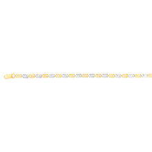 Load image into Gallery viewer, 9ct Yellow And White Gold Fancy Rectangle Links 19.1cm Bracelet