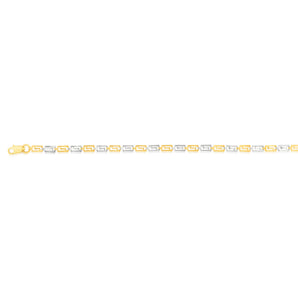 9ct Yellow And White Gold Fancy Rectangle Links 19.1cm Bracelet