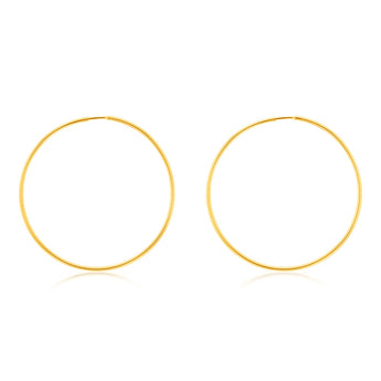 9ct Yellow Gold Plain 30mm Sleeper Earrings
