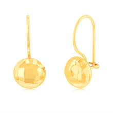 Load image into Gallery viewer, 9ct Yellow Gold Diamond Cut 6.9mm Flat Ball Euroball Hook Earrings