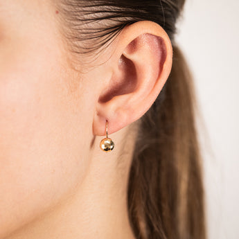 9ct Yellow Gold Diamond Cut 6.9mm Flat Ball Euroball Hook Earrings