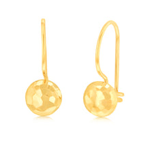 Load image into Gallery viewer, 9ct Yellow Gold Diamond Cut 5.4mm Flat Euroball Hook Earrings