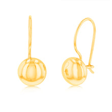 Load image into Gallery viewer, 9ct Yellow Gold Polished 6.9mm Flat Euroball Hook Earrings