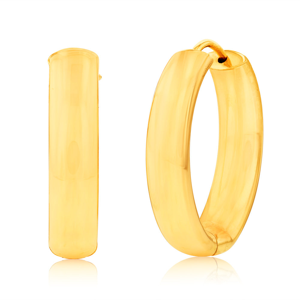 9ct Yellow Gold Diamond Cut Oval Fancy Hoop Earrings