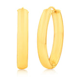 9ct Yellow Gold Diamond Cut Fancy Oval Hoop Earrings