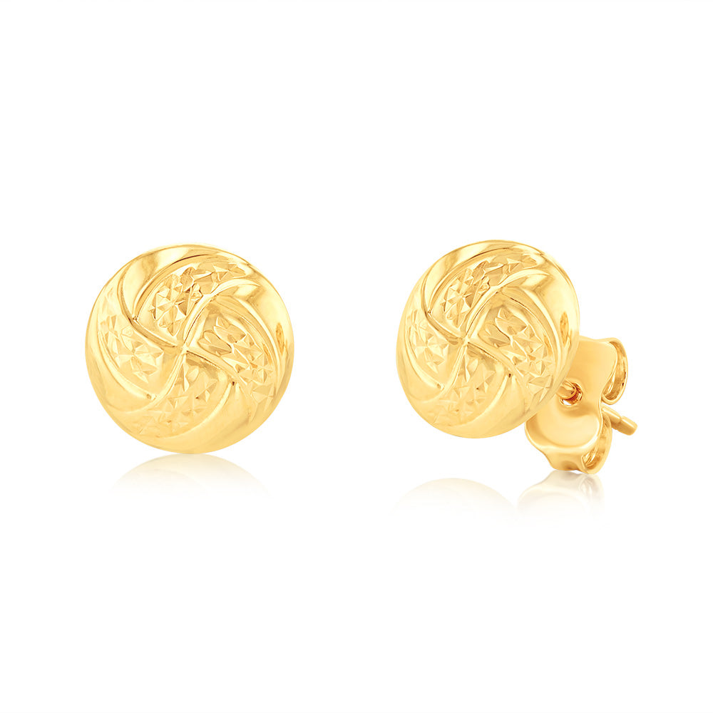 9ct Yellow Gold Textured Stud Earrings
