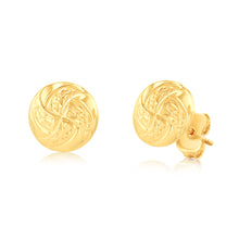 Load image into Gallery viewer, 9ct Yellow Gold Textured Stud Earrings