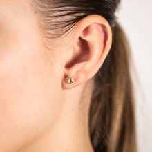 Load image into Gallery viewer, 9ct Yellow Gold Diamond Cut Fancy Flower Stud Earrings