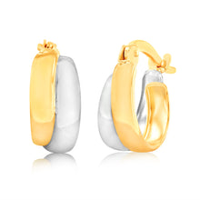 Load image into Gallery viewer, 9ct White And Yellow Gold Two Tone Double Hoop Earrings
