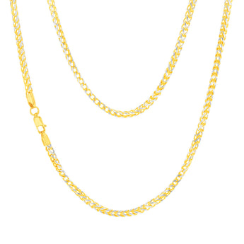 9ct Yellow And White Solid Gold Two Tone 8 Side Diamond Cut Franco Chain