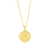 9ct Yellow Gold Two tone Round St Christopher 16mm Locket Pendant