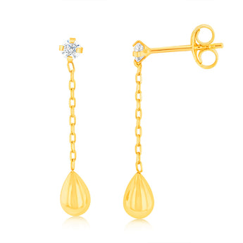 9ct Yellow Gold Tear Drop Earrings