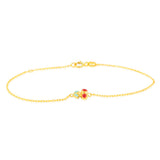 9ct Yellow Gold Enamel Pair of Cherries 19cm Bracelet