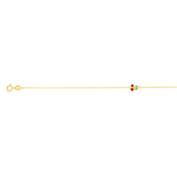 9ct Yellow Gold Enamel Pair of Cherries 19cm Bracelet