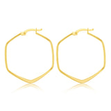 9ct Yellow Gold Geometric Shaped 25mm Hoop Earrings