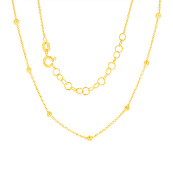 9ct Yellow Gold Balls on Fancy 25+5cm Anklet