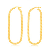 9ct Yellow Gold Twisted Elongated Hoop Earrings