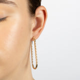 9ct Yellow Gold Twisted Elongated Hoop Earrings