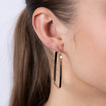 9ct Yellow Gold Polished Rectangle Hoop Earrings