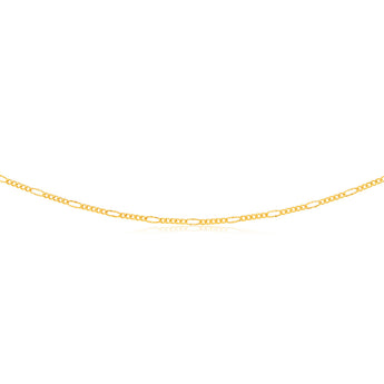 9ct Yellow Gold Fancy Figaro 45cm Chain