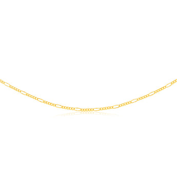 9ct Yellow Gold Fancy Figaro 45cm Chain