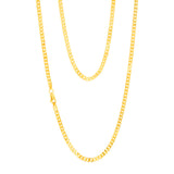 9ct Yellow Solid Gold Compact Square Curb 55cm Chain