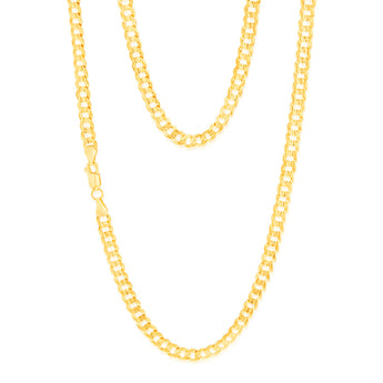 9ct Yellow Solid Gold Extra Flat Concave Curb 55cm Chain