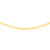 9ct Yellow Solid Gold Extra Flat Concave Curb 55cm Chain