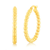 9ct Yellow Gold Bubble 20mm Hoop Earrings