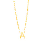 9ct Yellow Gold Initial "A" Pendant On Chain