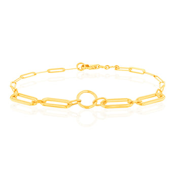 9ct Yellow Gold Graduating Paperclip link 19.1cm Bracelet