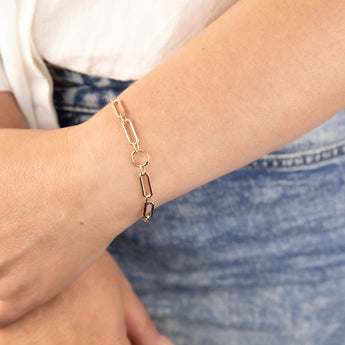 9ct Yellow Gold Graduating Paperclip link 19.1cm Bracelet