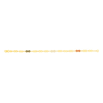 9ct Yello Gold Coloured Enamel On Double Sided Infinity 19.1cm Bracelet