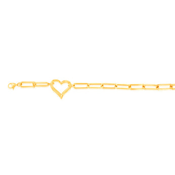 9ct Yellow Gold Open Heart Paperclip 19.7cm Bracelet