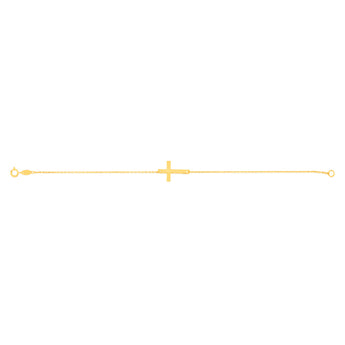 9ct Yellow Gold Plain Cross 19.1cm Bracelet