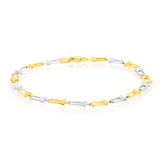 9ct Yellow And White Gold Two Tone Fancy 19.1cm Bracelet