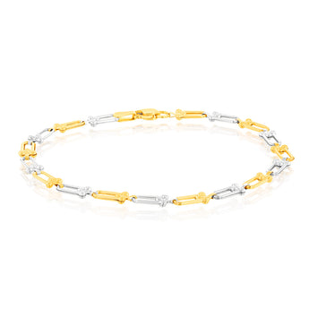 9ct Yellow And White Gold Two Tone Fancy 19.1cm Bracelet