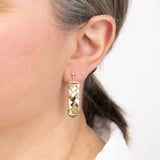 9ct Yellow Gold Herringbone Pattern Drop Earrings