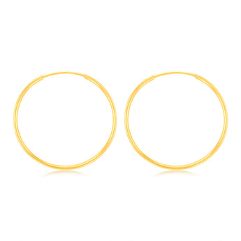 9ct Yellow Gold Double Side Diamond Cut 27mm Sleeper Earrings