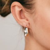 9ct Yellow And White Two Tone Gold Geometric Chunky Hoop Earrings